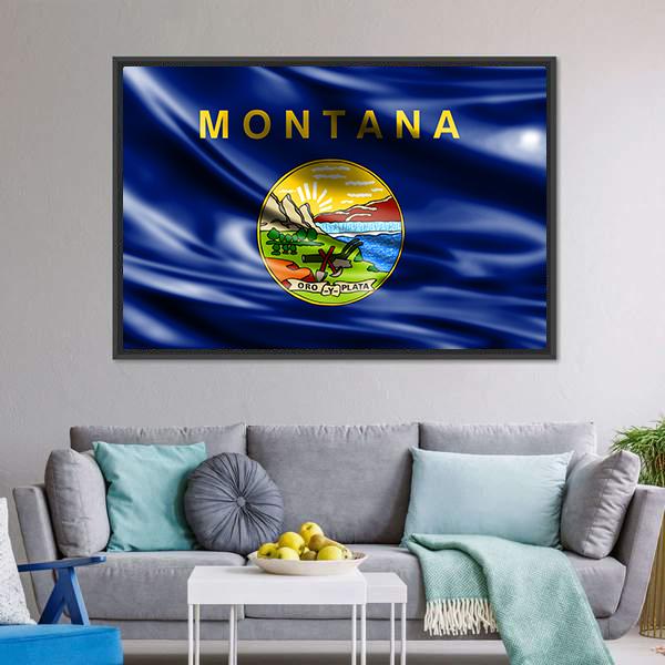 Flag Of Montana Canvas Wall Art-3 Horizontal-Gallery Wrap-25" x 16"-Tiaracle