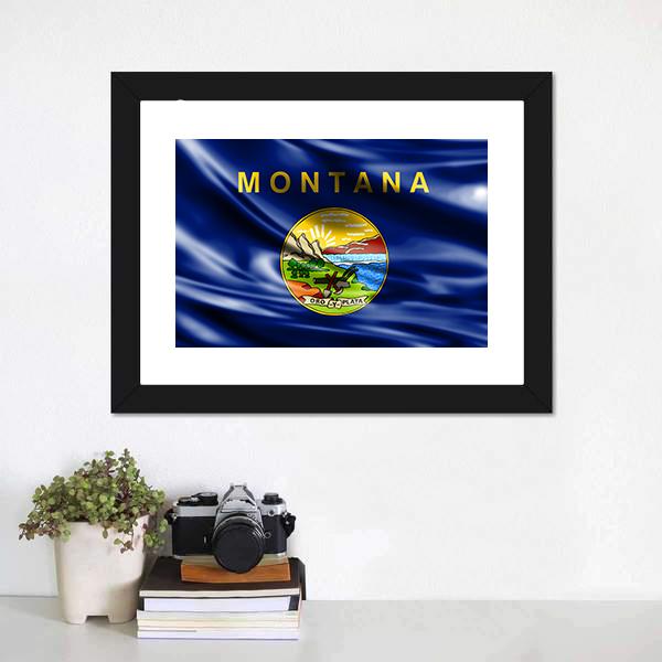 Flag Of Montana Canvas Wall Art-1 Piece-Framed Print-20" x 16"-Tiaracle