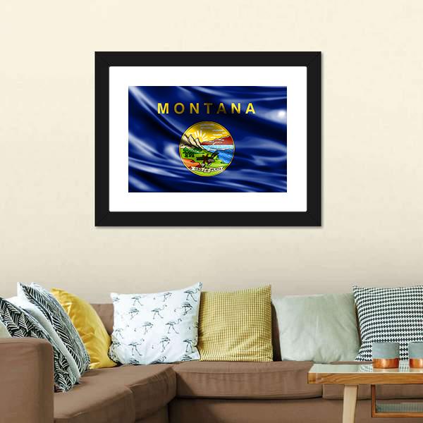 Flag Of Montana Canvas Wall Art-3 Horizontal-Gallery Wrap-25" x 16"-Tiaracle