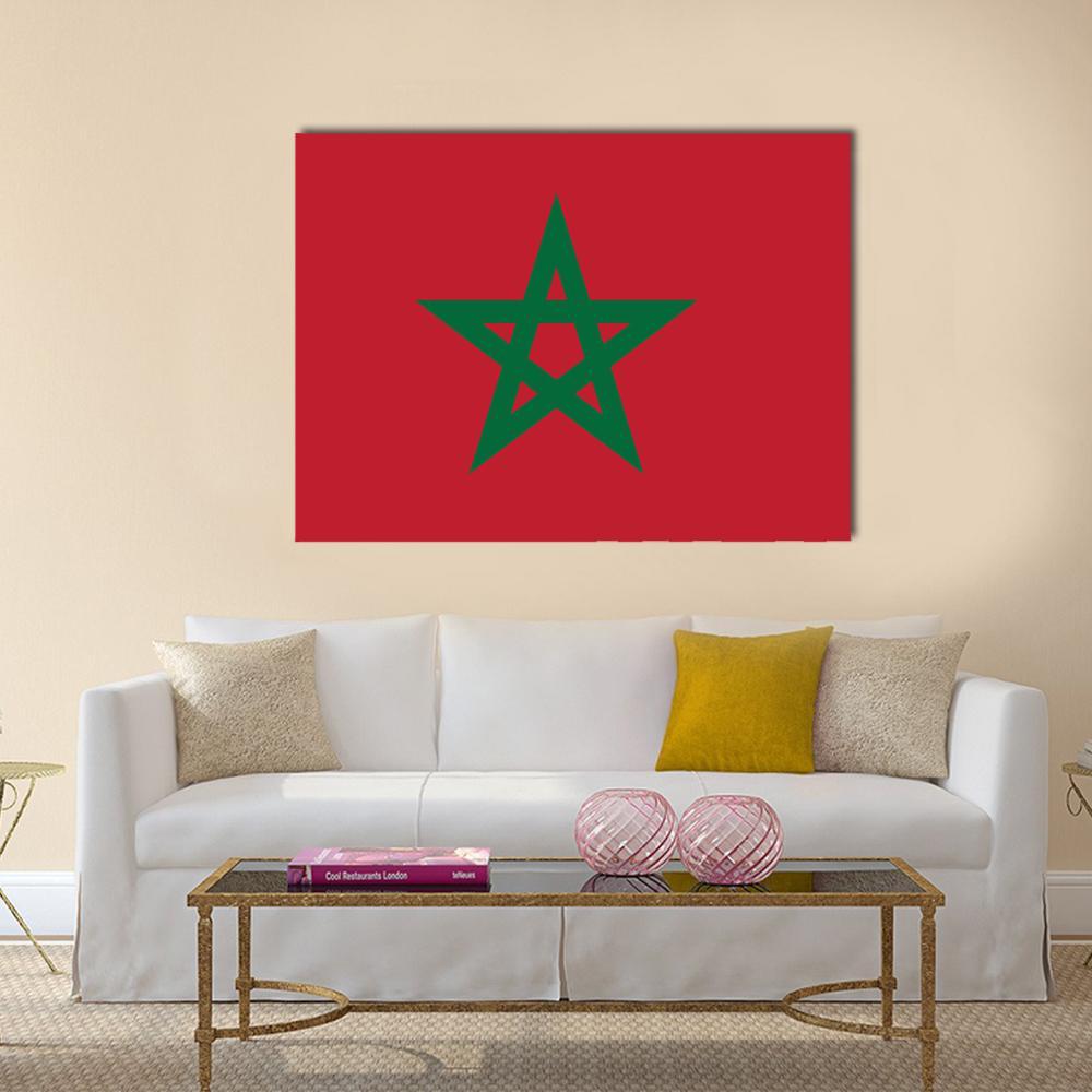 Flag Of Morocco Canvas Wall Art-1 Piece-Gallery Wrap-36" x 24"-Tiaracle