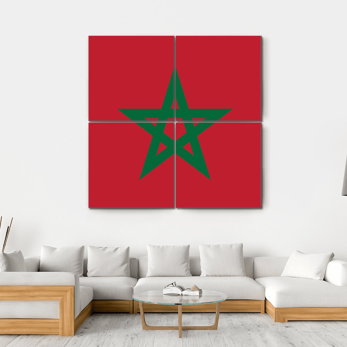 Flag Of Morocco Canvas Wall Art-4 Square-Gallery Wrap-17" x 17"-Tiaracle