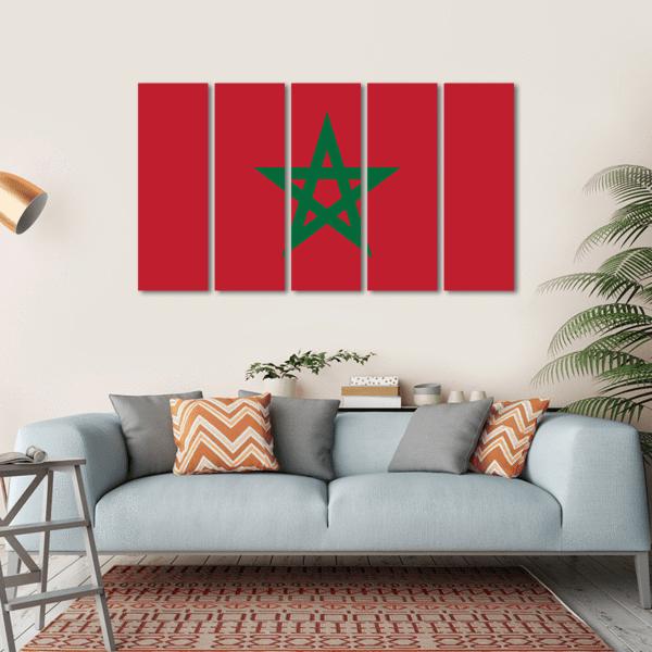Flag Of Morocco Canvas Wall Art-5 Horizontal-Gallery Wrap-22" x 12"-Tiaracle