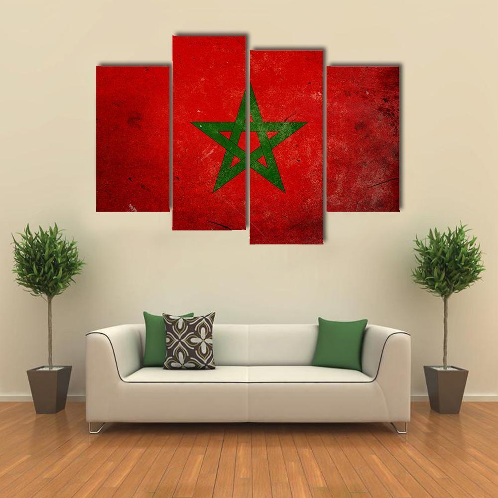 Flag Of Morocco Canvas Wall Art-4 Pop-Gallery Wrap-50" x 32"-Tiaracle