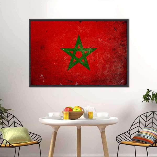 Flag Of Morocco Canvas Wall Art-3 Horizontal-Gallery Wrap-25" x 16"-Tiaracle