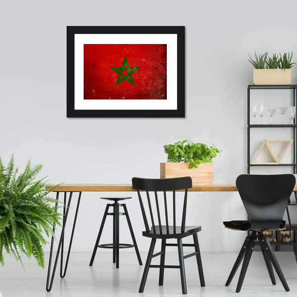 Flag Of Morocco Canvas Wall Art-3 Horizontal-Gallery Wrap-25" x 16"-Tiaracle