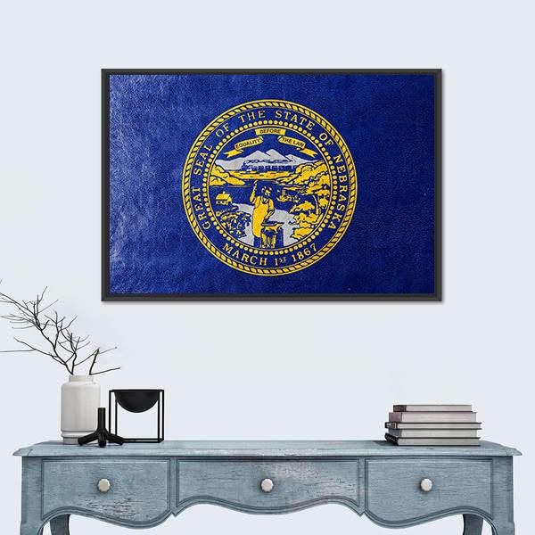Flag Of Nebraska Canvas Wall Art-1 Piece-Floating Frame-24" x 16"-Tiaracle