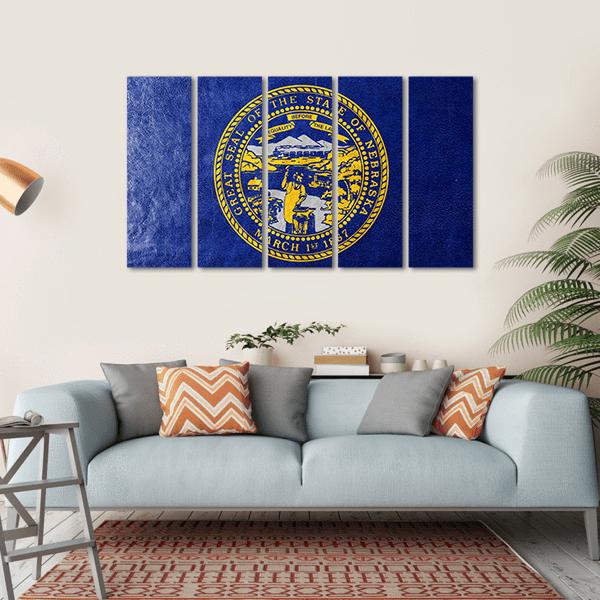 Flag Of Nebraska Canvas Wall Art-5 Horizontal-Gallery Wrap-22" x 12"-Tiaracle
