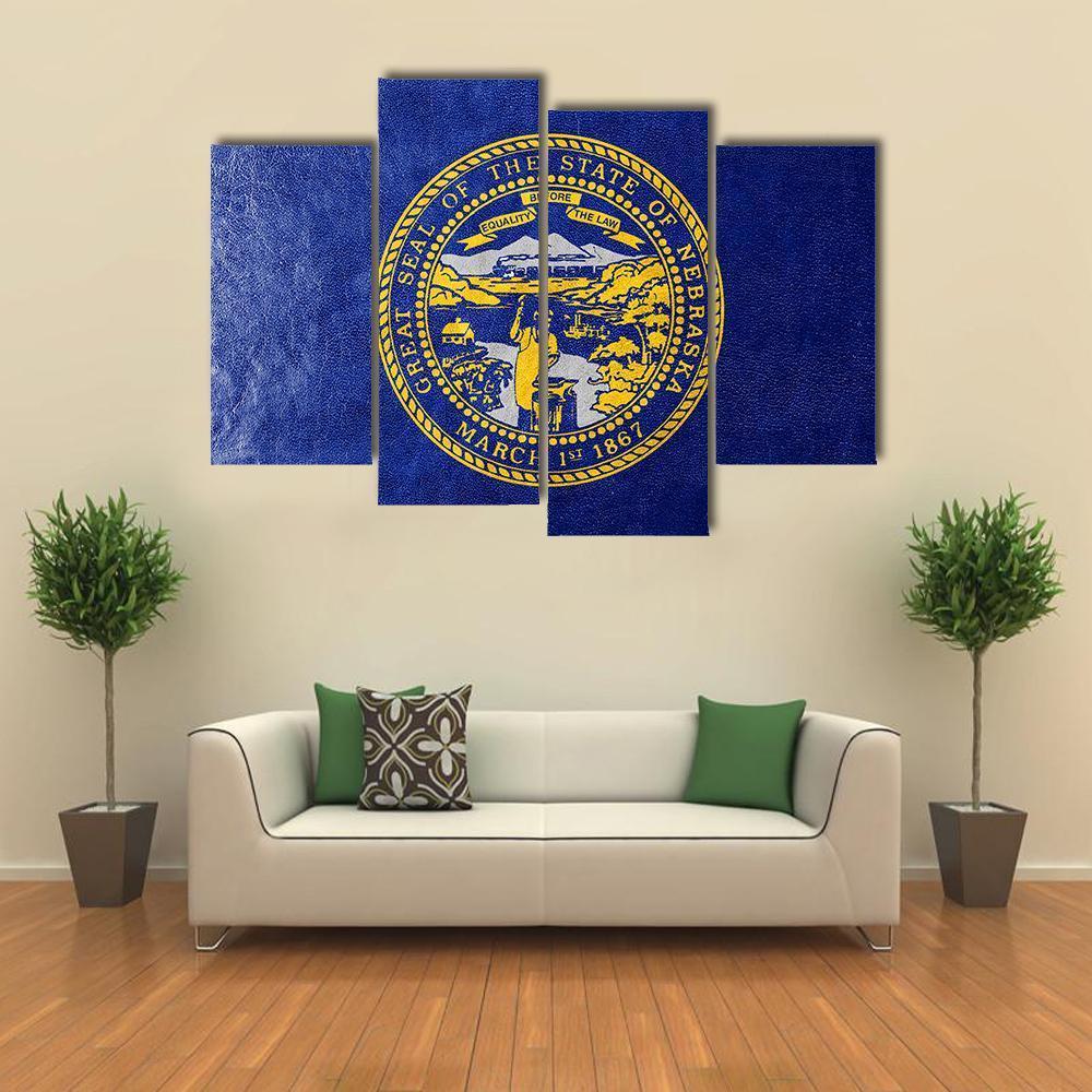 Flag Of Nebraska Canvas Wall Art-4 Pop-Gallery Wrap-50" x 32"-Tiaracle