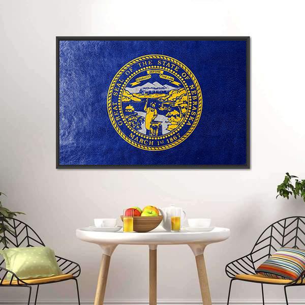 Flag Of Nebraska Canvas Wall Art-3 Horizontal-Gallery Wrap-25" x 16"-Tiaracle
