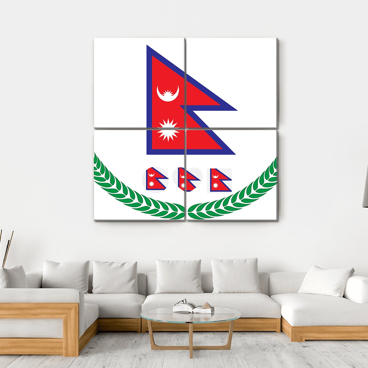 Flag Of Nepal Canvas Wall Art-4 Horizontal-Gallery Wrap-34" x 24"-Tiaracle