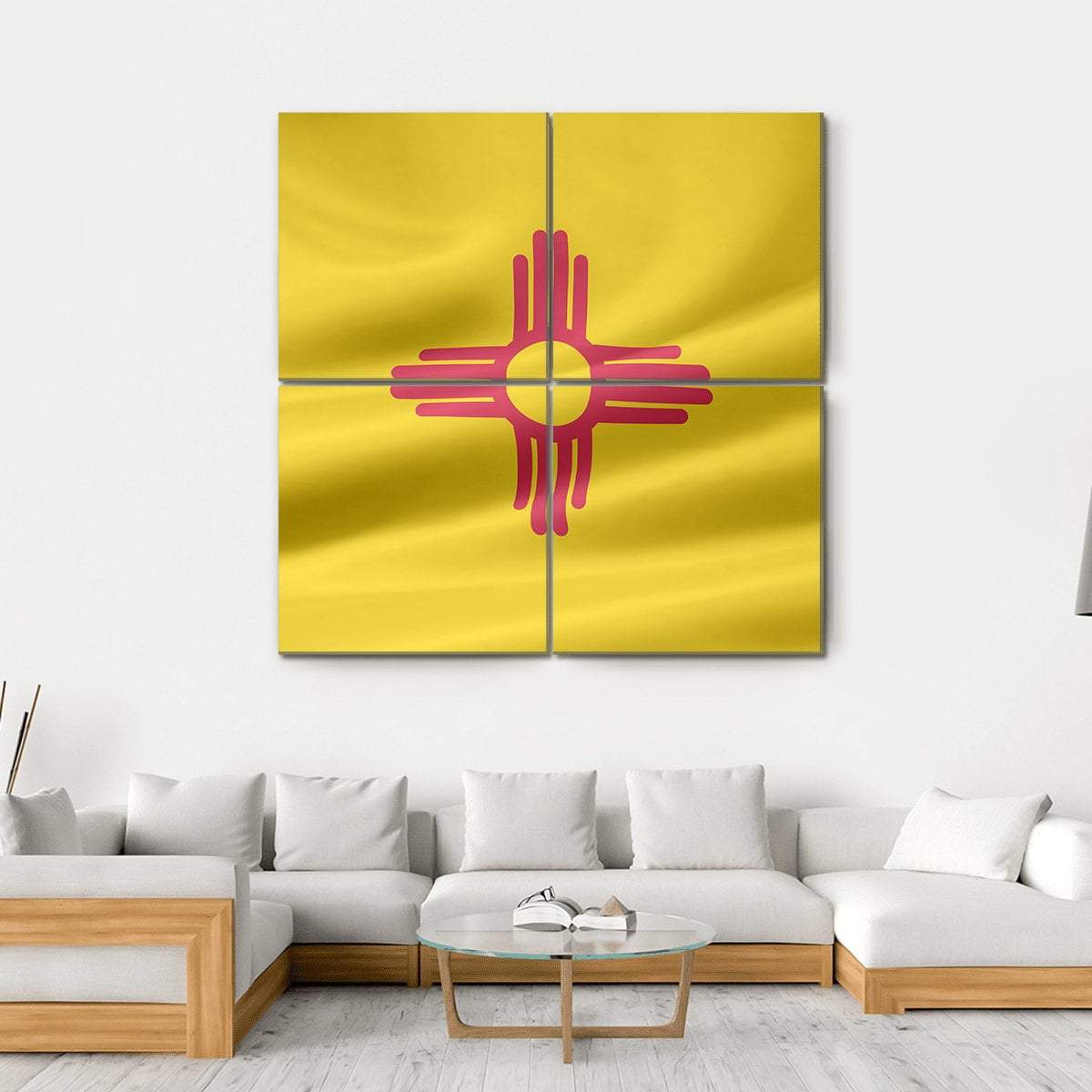 Flag Of New Mexico Canvas Wall Art-4 Square-Gallery Wrap-17" x 17"-Tiaracle