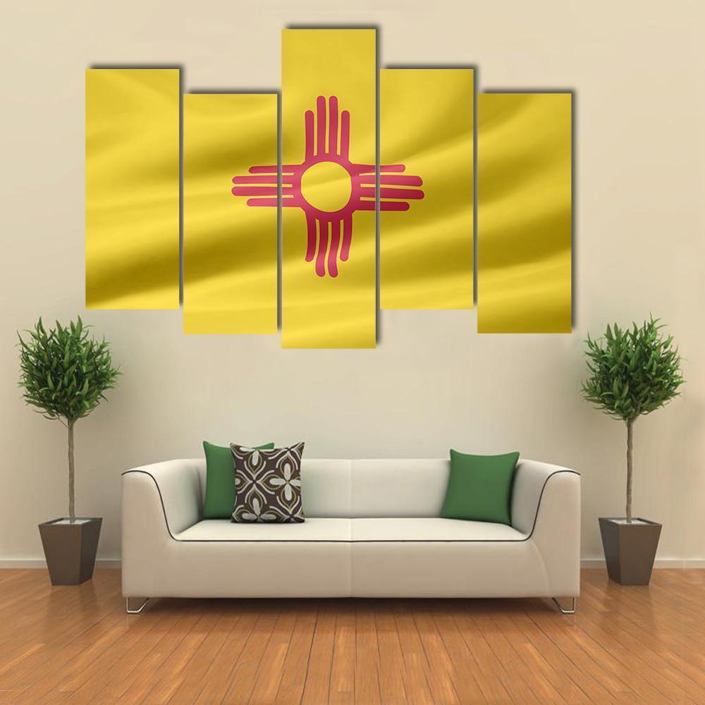 Flag Of New Mexico Canvas Wall Art-5 Pop-Gallery Wrap-47" x 32"-Tiaracle