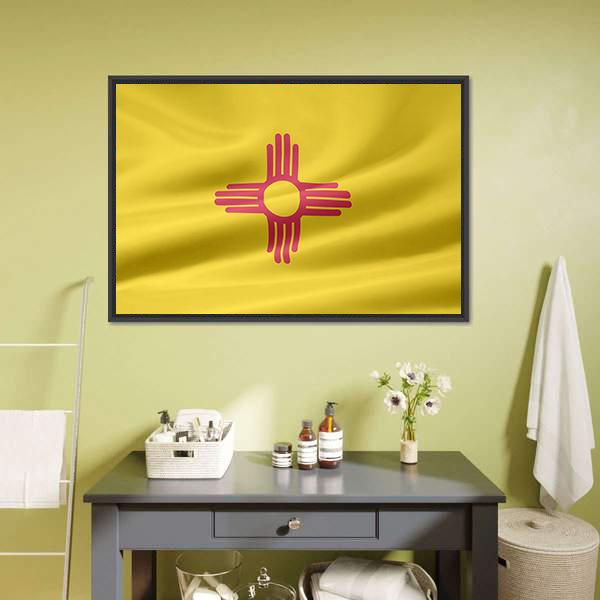 Flag Of New Mexico Canvas Wall Art-1 Piece-Floating Frame-24" x 16"-Tiaracle