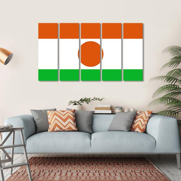Flag Of Niger Canvas Wall Art-5 Horizontal-Gallery Wrap-22" x 12"-Tiaracle