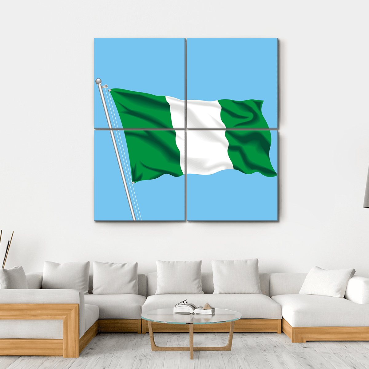 Flag Of Nigeria Canvas Wall Art-4 Square-Gallery Wrap-17" x 17"-Tiaracle