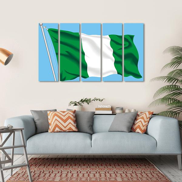 Flag Of Nigeria Canvas Wall Art-5 Horizontal-Gallery Wrap-22" x 12"-Tiaracle