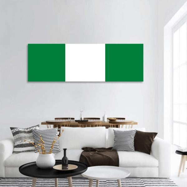 Nigeria Flag Panoramic Canvas Wall Art-1 Piece-36" x 12"-Tiaracle