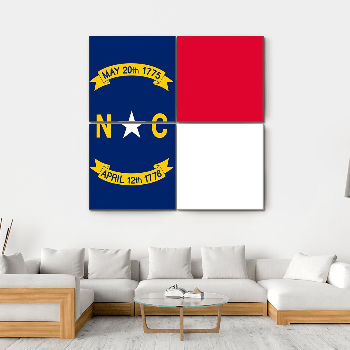 Flag Of North Carolina Canvas Wall Art-4 Square-Gallery Wrap-17" x 17"-Tiaracle