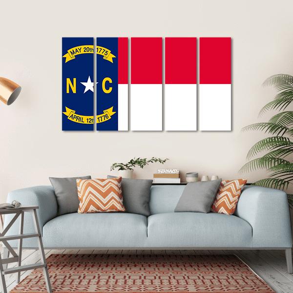 Flag Of North Carolina Canvas Wall Art-5 Horizontal-Gallery Wrap-22" x 12"-Tiaracle