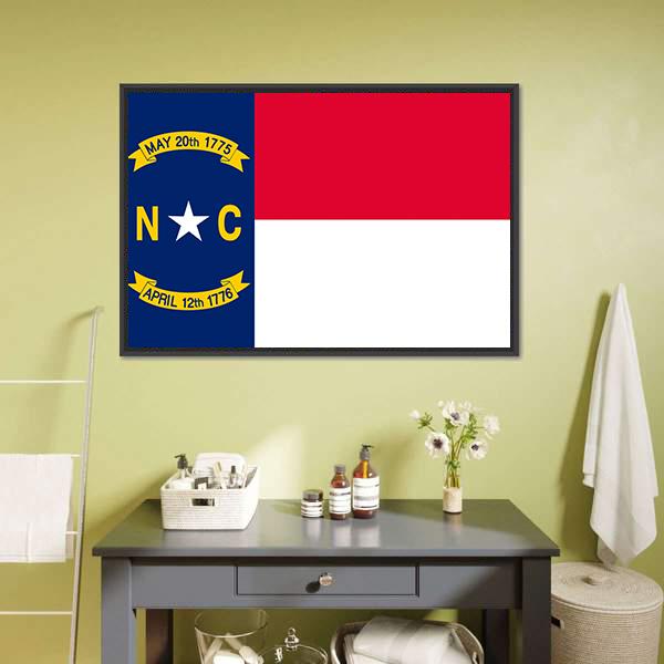 Flag Of North Carolina Canvas Wall Art-1 Piece-Floating Frame-24" x 16"-Tiaracle