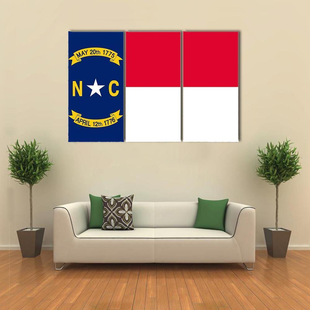 Flag Of North Carolina Canvas Wall Art-3 Horizontal-Gallery Wrap-37" x 24"-Tiaracle