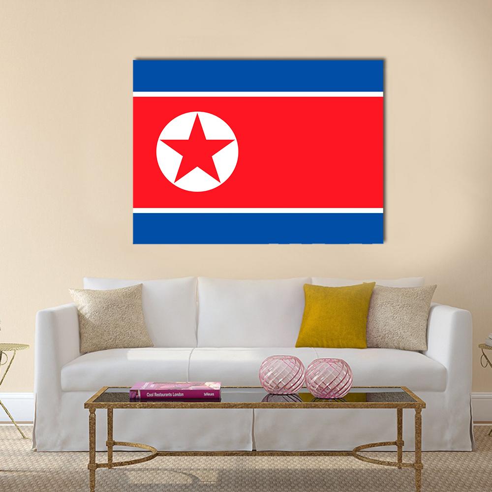 Flag Of North Korea Canvas Wall Art-1 Piece-Gallery Wrap-36" x 24"-Tiaracle