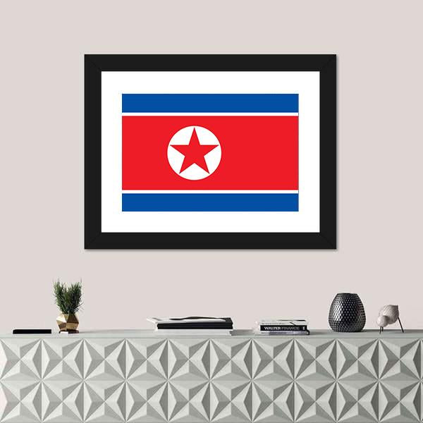 Flag Of North Korea Vertical Canvas Wall Art-3 Vertical-Gallery Wrap-12" x 25"-Tiaracle