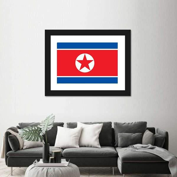 Flag Of North Korea Vertical Canvas Wall Art-3 Vertical-Gallery Wrap-12" x 25"-Tiaracle