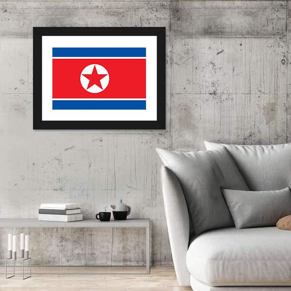 Flag Of North Korea Vertical Canvas Wall Art-3 Vertical-Gallery Wrap-12" x 25"-Tiaracle