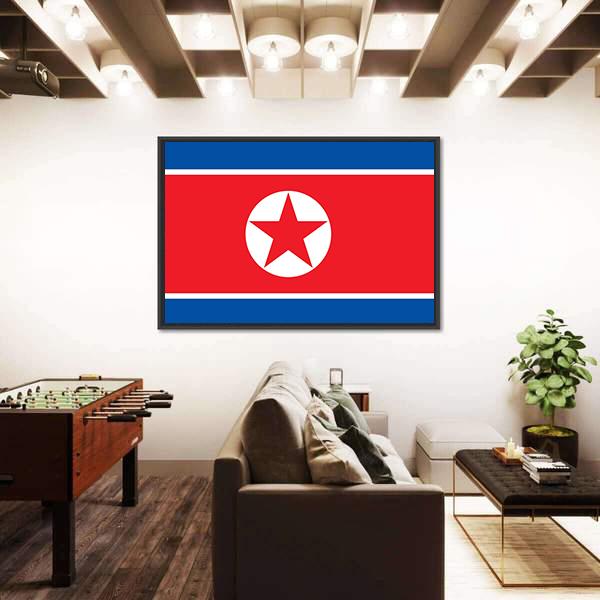 Flag Of North Korea Vertical Canvas Wall Art-3 Vertical-Gallery Wrap-12" x 25"-Tiaracle