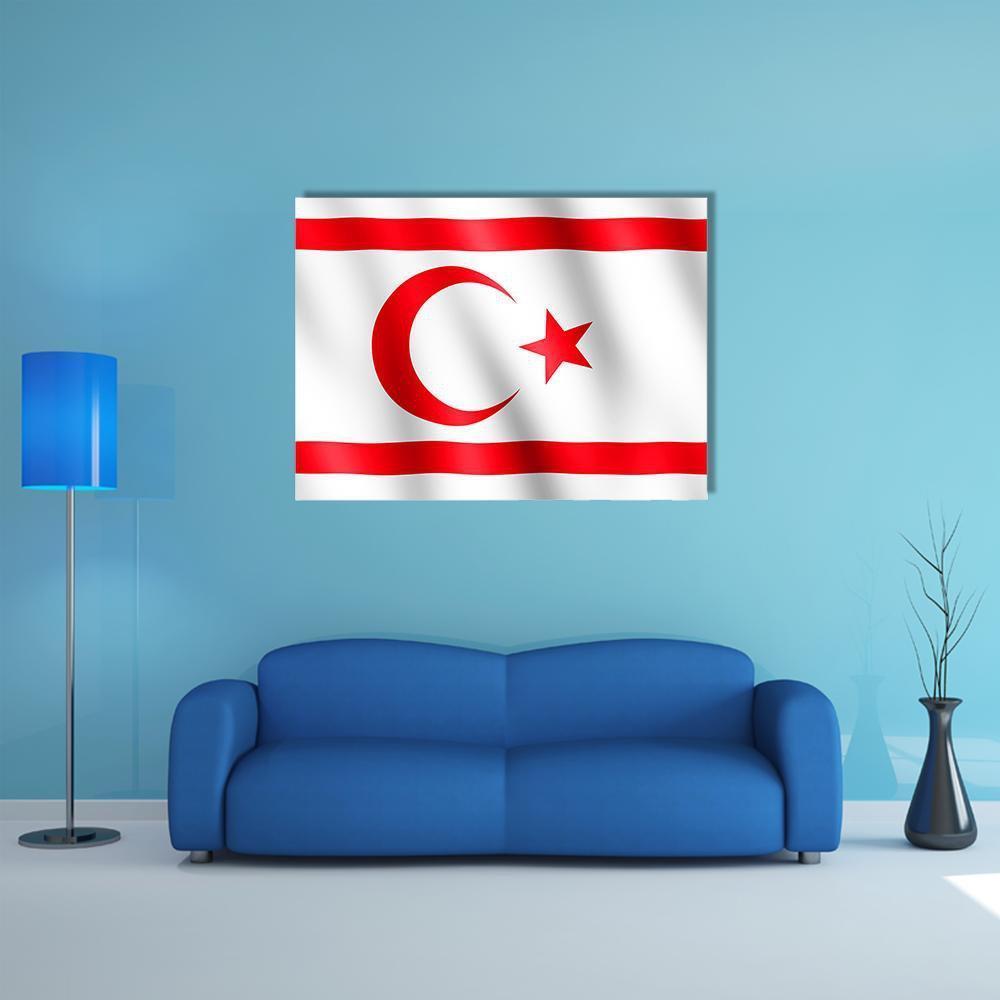 Flag Of Northern Cyprus Canvas Wall Art-4 Square-Gallery Wrap-17" x 17"-Tiaracle