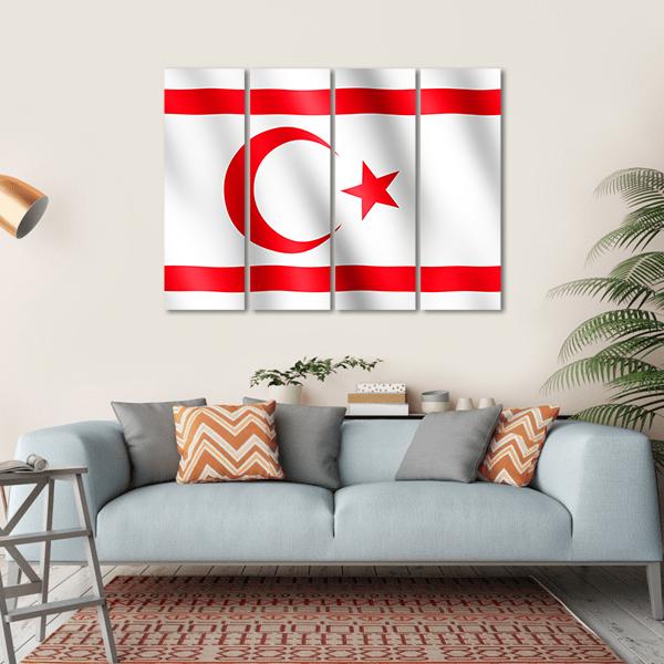 Flag Of Northern Cyprus Canvas Wall Art-4 Horizontal-Gallery Wrap-34" x 24"-Tiaracle