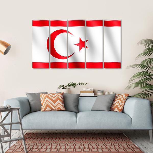 Flag Of Northern Cyprus Canvas Wall Art-5 Horizontal-Gallery Wrap-22" x 12"-Tiaracle
