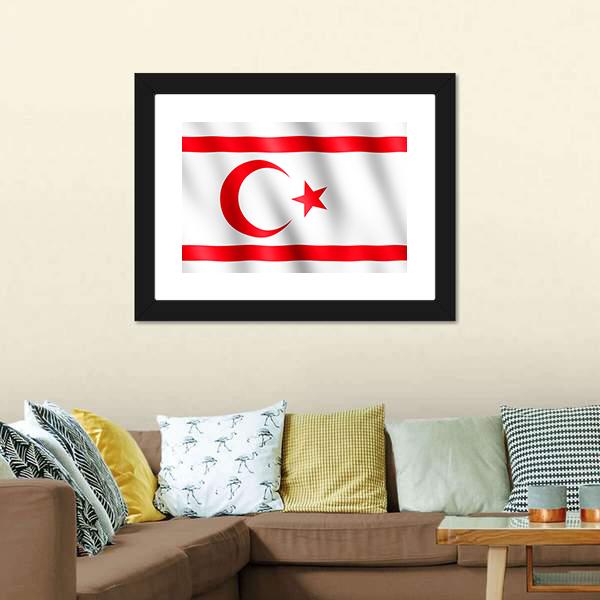 Flag Of Northern Cyprus Canvas Wall Art-3 Horizontal-Gallery Wrap-25" x 16"-Tiaracle