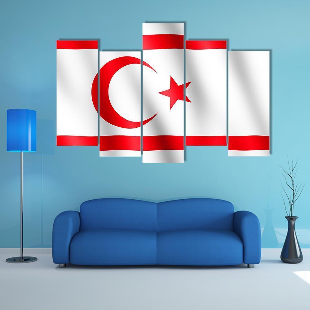 Flag Of Northern Cyprus Canvas Wall Art-5 Pop-Gallery Wrap-47" x 32"-Tiaracle
