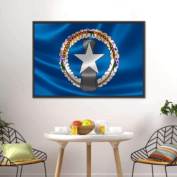 Flag Of Northern Mariana Islands Canvas Wall Art-3 Horizontal-Gallery Wrap-25" x 16"-Tiaracle