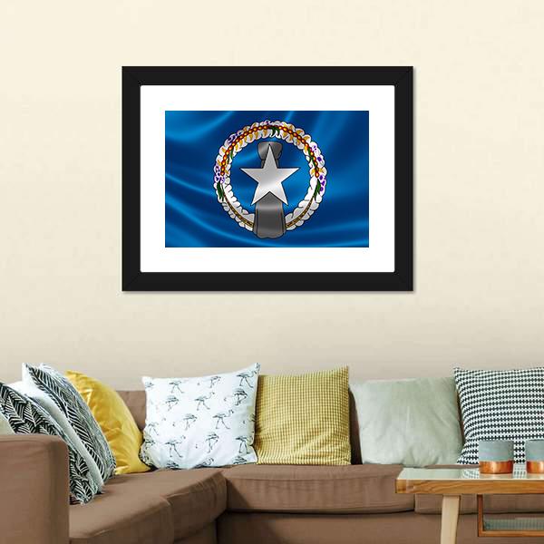 Flag Of Northern Mariana Islands Canvas Wall Art-3 Horizontal-Gallery Wrap-25" x 16"-Tiaracle