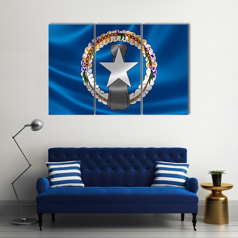 Flag Of Northern Mariana Islands Canvas Wall Art-3 Horizontal-Gallery Wrap-37" x 24"-Tiaracle