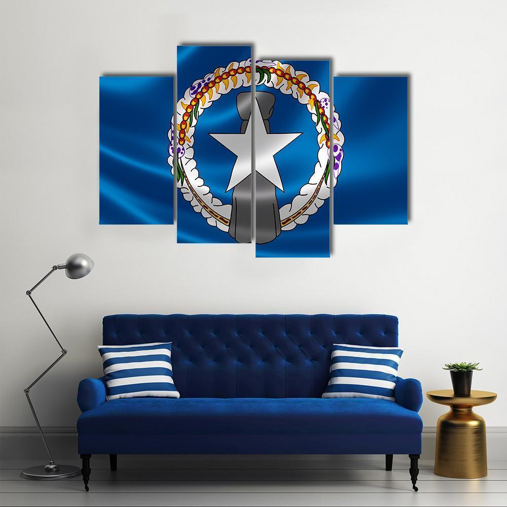 Flag Of Northern Mariana Islands Canvas Wall Art-4 Pop-Gallery Wrap-50" x 32"-Tiaracle