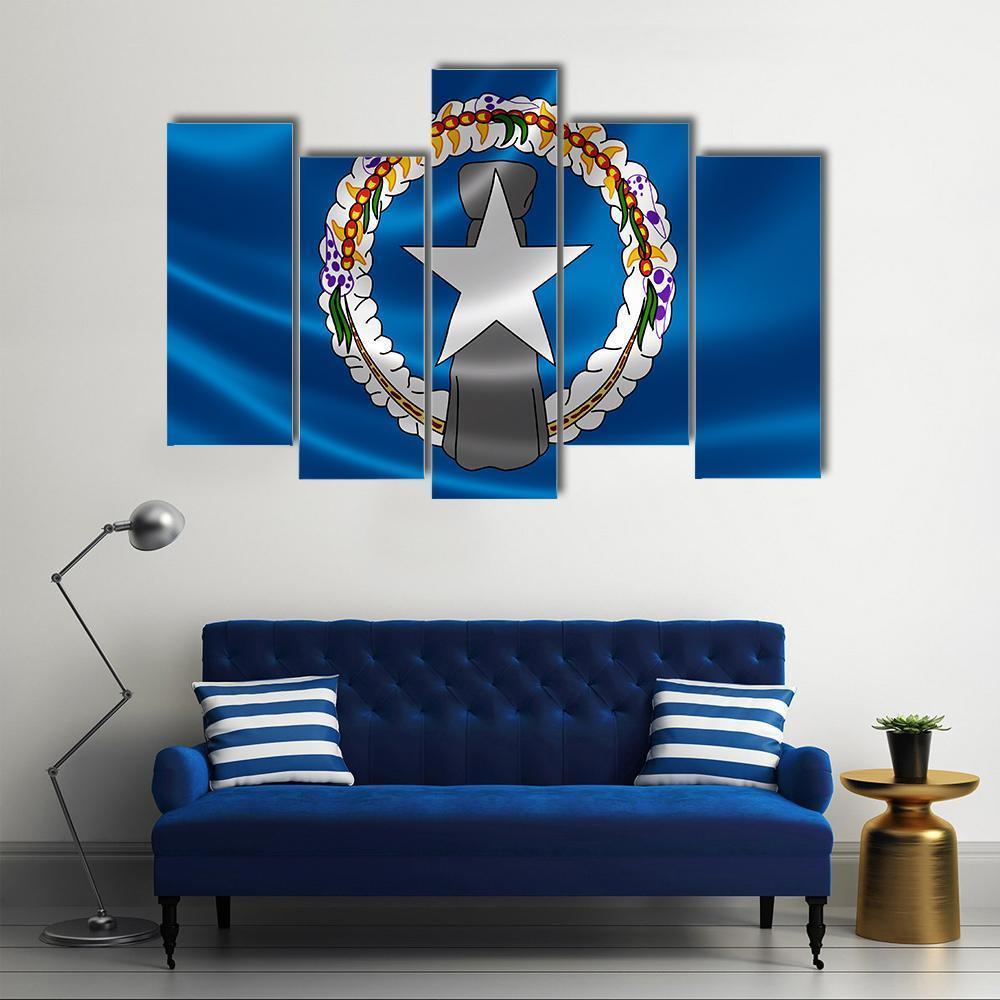 Flag Of Northern Mariana Islands Canvas Wall Art-5 Pop-Gallery Wrap-47" x 32"-Tiaracle