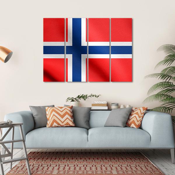 Flag Of Norway Canvas Wall Art-4 Horizontal-Gallery Wrap-34" x 24"-Tiaracle