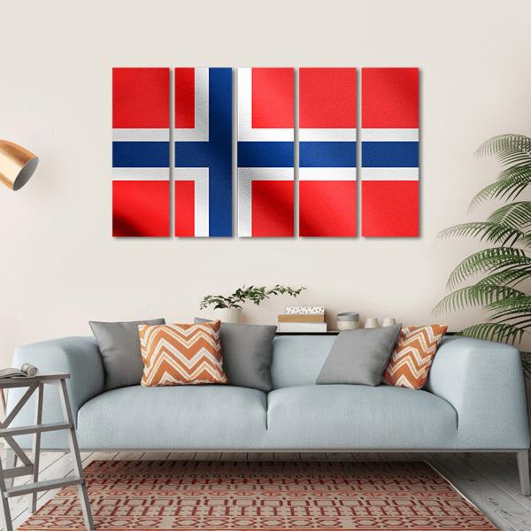 Flag Of Norway Canvas Wall Art-5 Horizontal-Gallery Wrap-22" x 12"-Tiaracle