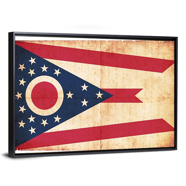 Flag Of Ohio Canvas Wall Art-3 Horizontal-Gallery Wrap-25" x 16"-Tiaracle