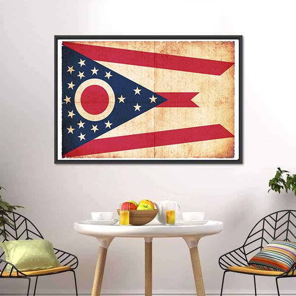 Flag Of Ohio Canvas Wall Art-3 Horizontal-Gallery Wrap-25" x 16"-Tiaracle