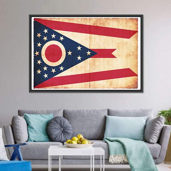 Flag Of Ohio Canvas Wall Art-3 Horizontal-Gallery Wrap-25" x 16"-Tiaracle