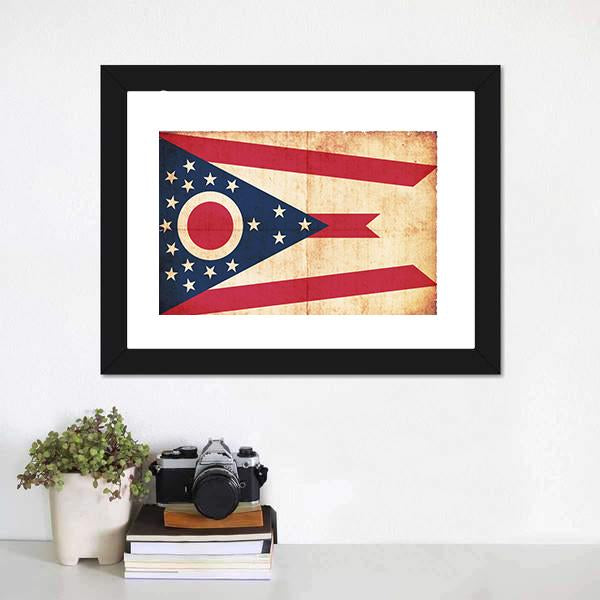 Flag Of Ohio Canvas Wall Art-1 Piece-Framed Print-20" x 16"-Tiaracle
