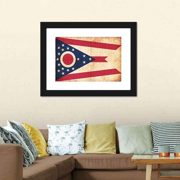 Flag Of Ohio Canvas Wall Art-3 Horizontal-Gallery Wrap-25" x 16"-Tiaracle
