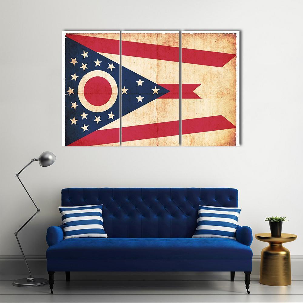 Flag Of Ohio Canvas Wall Art-3 Horizontal-Gallery Wrap-37" x 24"-Tiaracle