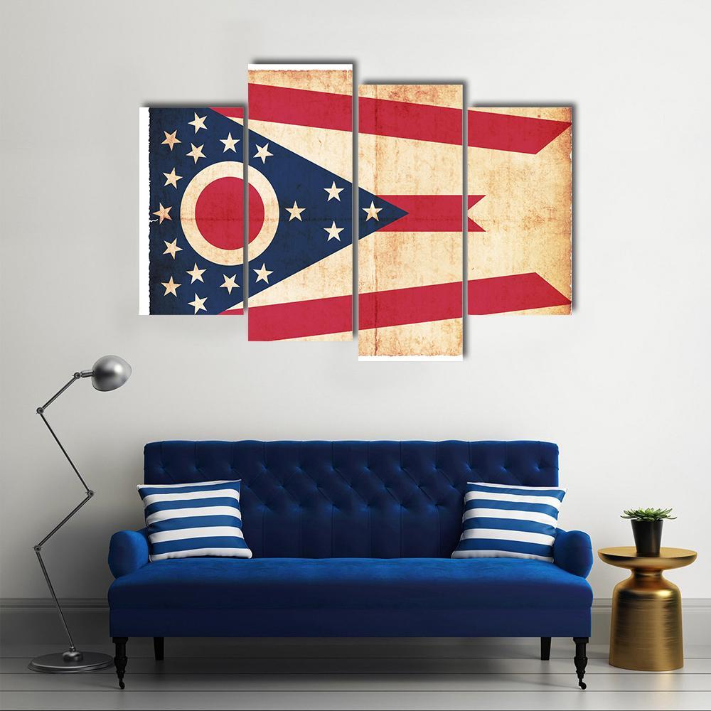 Flag Of Ohio Canvas Wall Art-4 Pop-Gallery Wrap-50" x 32"-Tiaracle