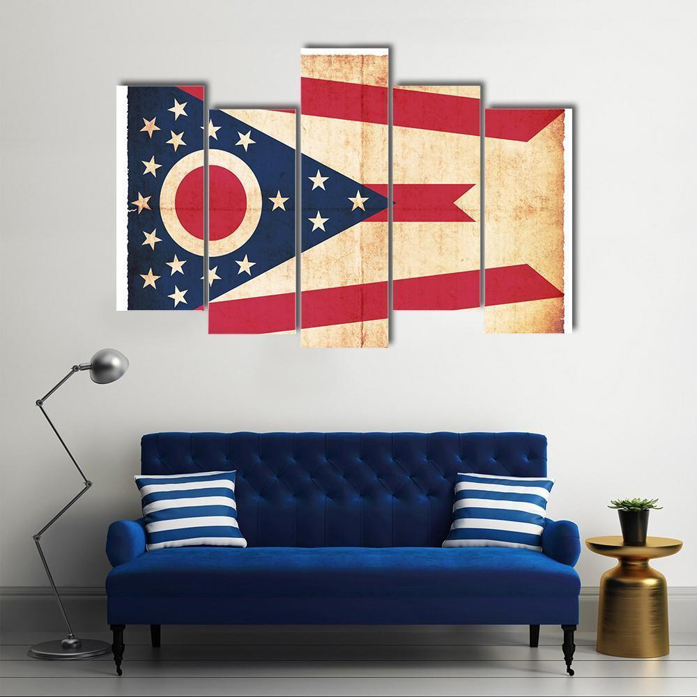 Flag Of Ohio Canvas Wall Art-5 Pop-Gallery Wrap-47" x 32"-Tiaracle
